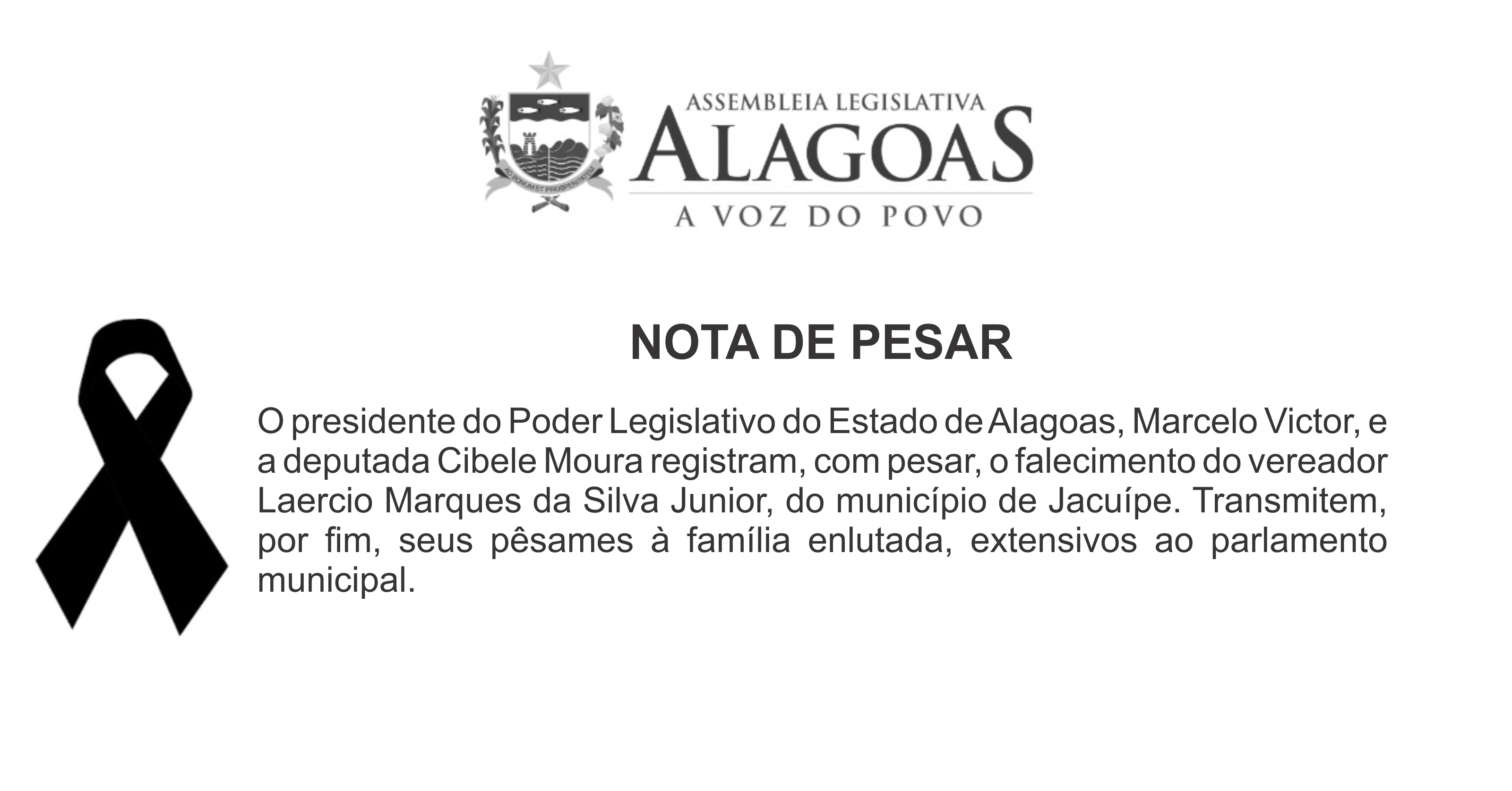Assembleia emite Nota de Pesar pelo falecimento de vereador de Jacuípe
